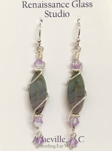 Purple Apatite Earrings with Swarovski Crystal
